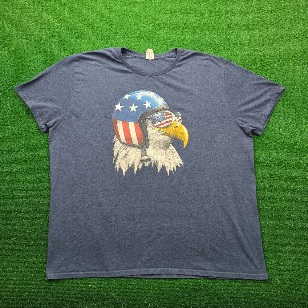 Spirit Of America Tshirt‎ Mens 3XL Blue Motorcycle Eagle Helmet Patriotic Stars